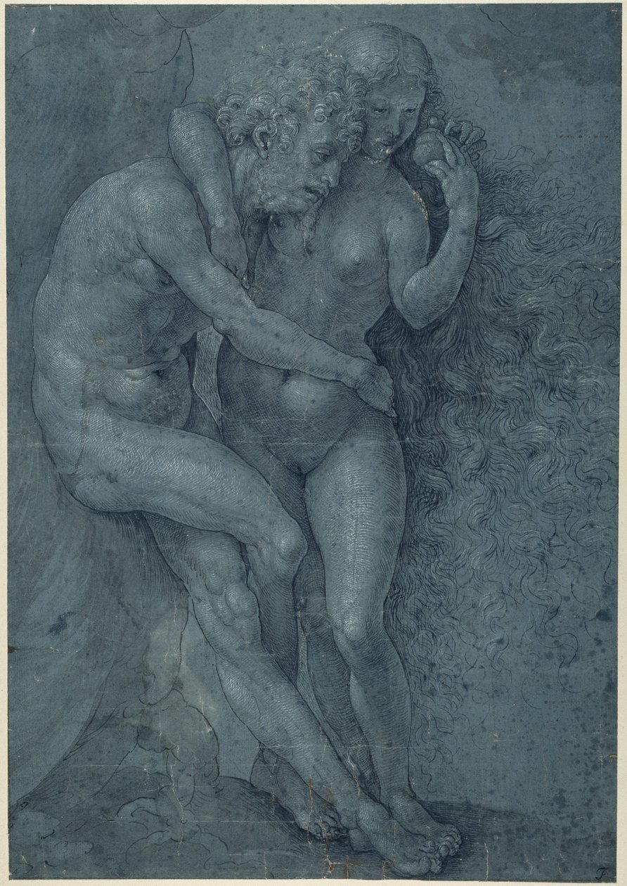 Adam and Eve (pen & black ink with white bodycolour on paper) بواسطة يناير (1472 - 1533) جوسارت