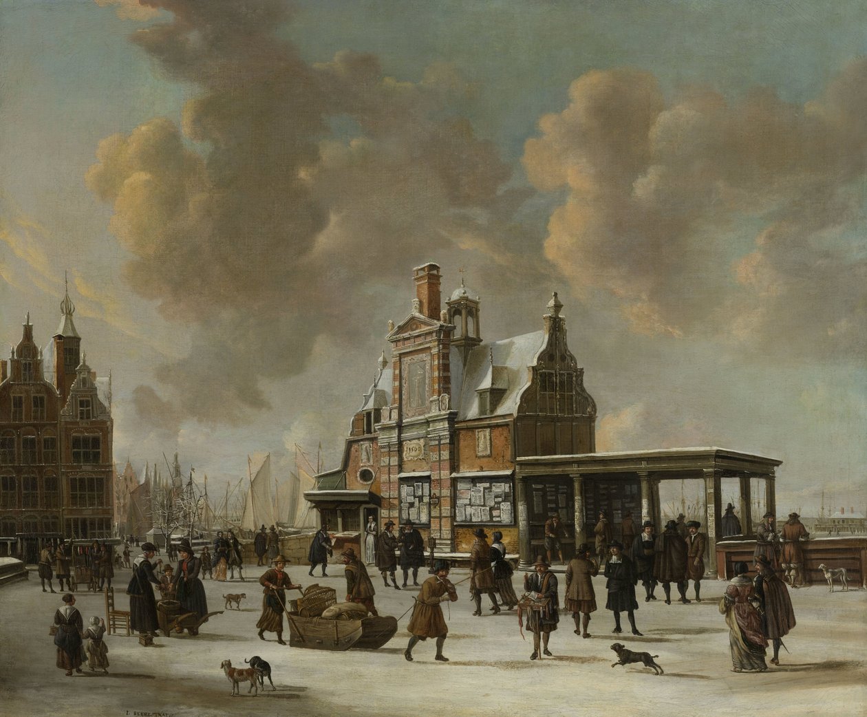 The Paalhuis and the Nieuwe Brug ، أمستردام ، في الشتاء بواسطة جان أبراهامز. معدلات البيرة