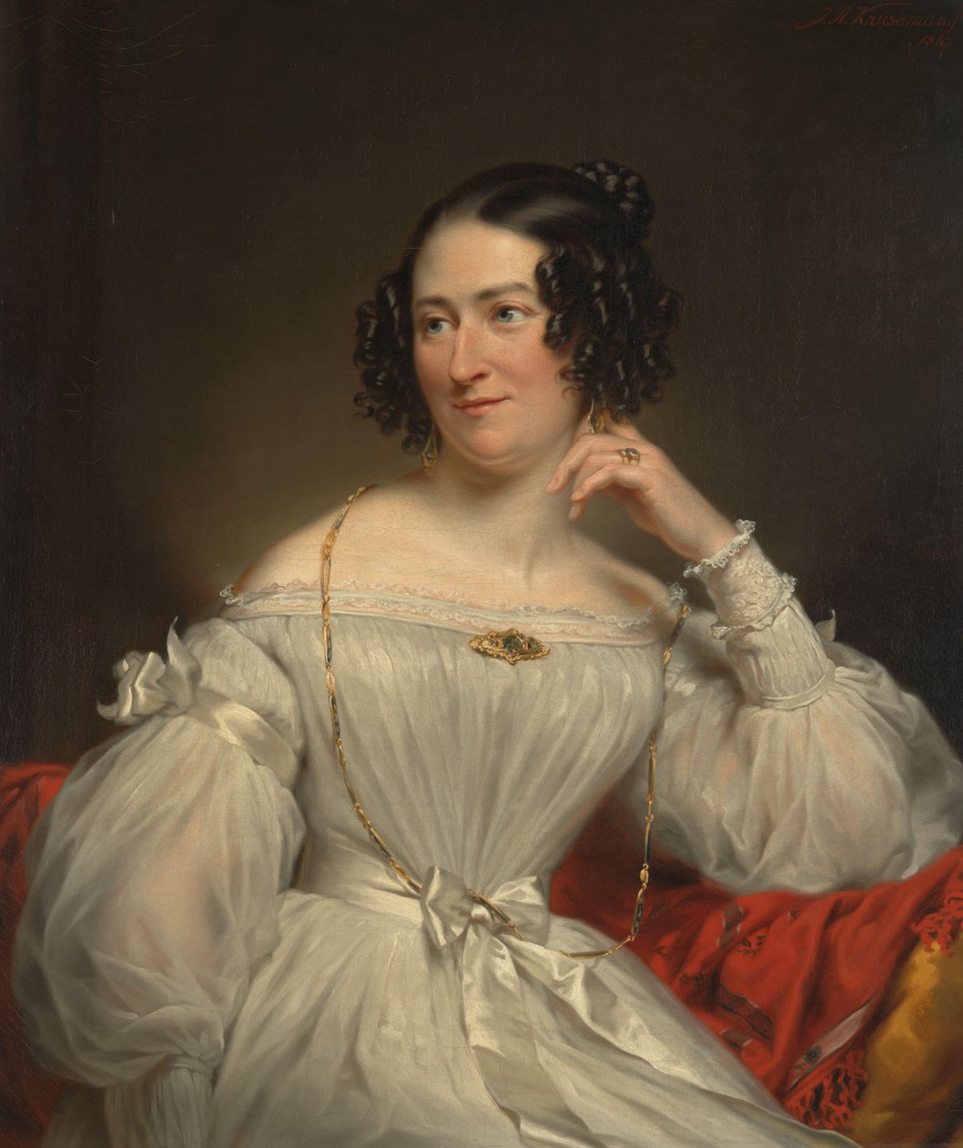 صورة لأبراهامينا هنرييت وورفباين (1808-1883)، زوجة جاكوب دي فوس جي زد بواسطة جان آدم كروسمان (توقيع الفنان)