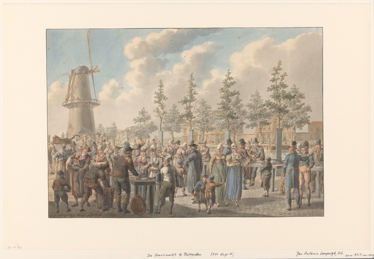 سوق السمك في روتردام ، 1816 بواسطة جان أنتوني لانجينديك دزن