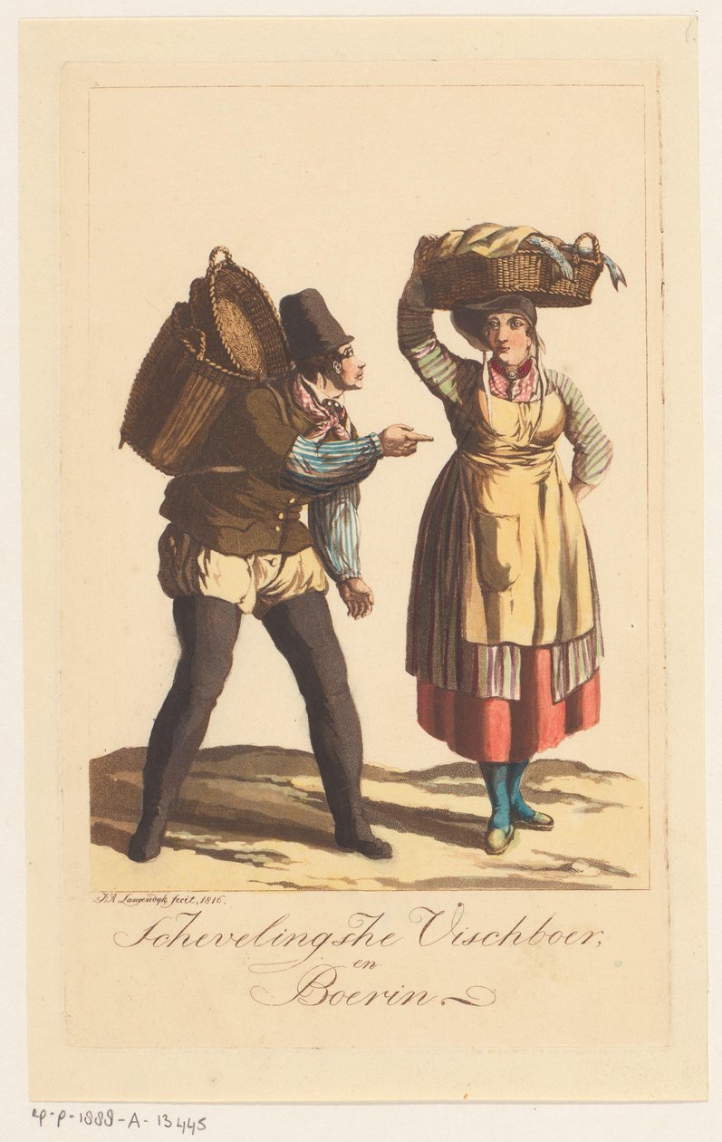 أنواع الصيادين Scheveningen Scheveningen Visch Boer و Boerin (العنوان على الكائن) بواسطة جان أنتوني لانجينديك دزن