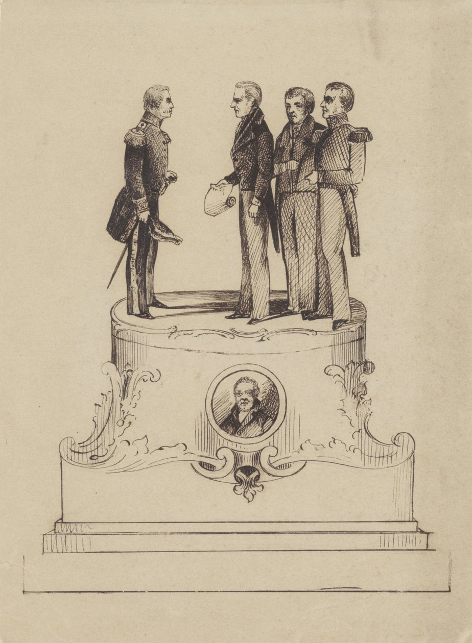 تصميم نصب تذكاري لخمسين عامًا من استقلال مملكة هولندا عام 1863 بواسطة جان بوس