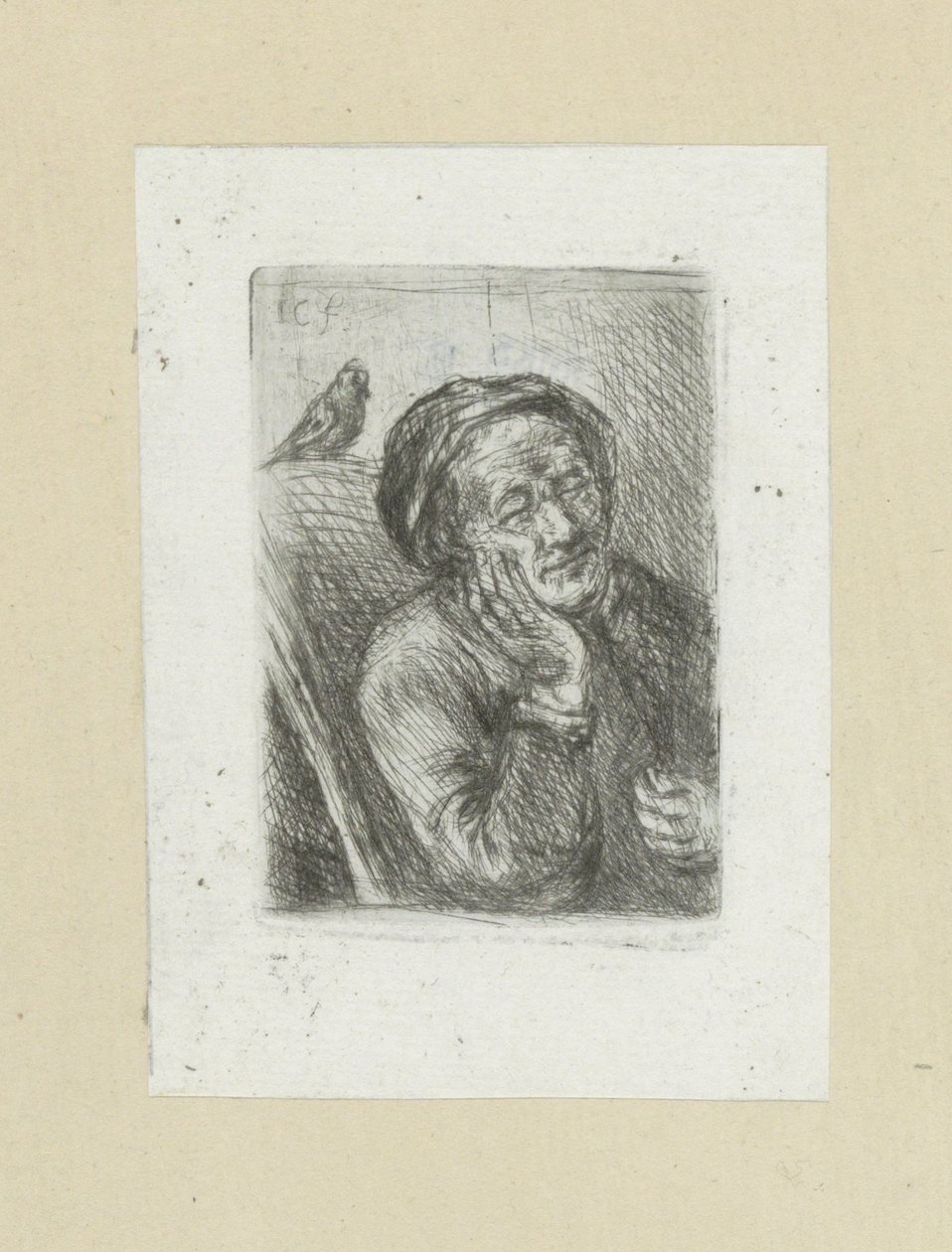 Slapende oude man التقى Vogel العمل الكامل للنقش لجون شالون / Oeuvre Complette des Eaux Fortes par Jean Chalon (عنوان السلسلة) بواسطة جان شالون