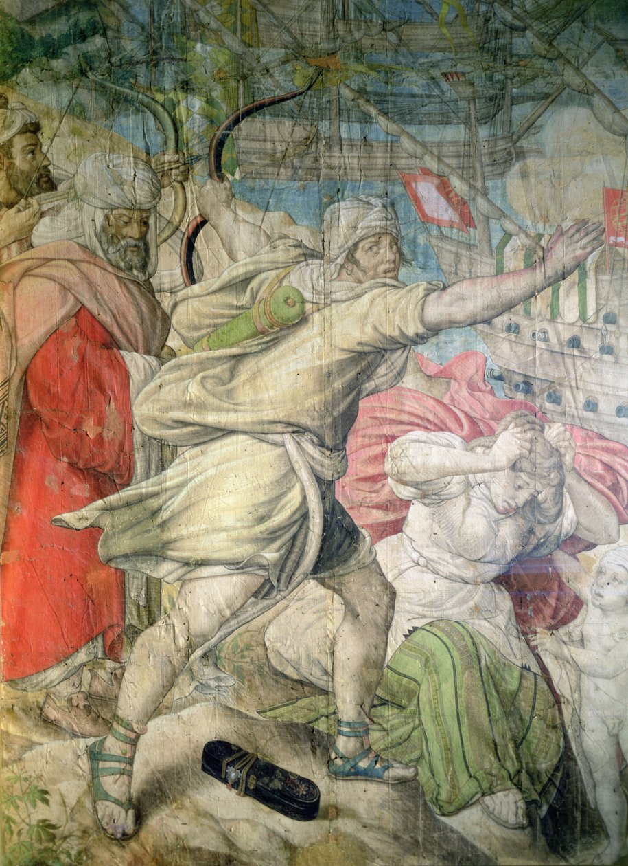 حملة تشارلز الخامس ضد الأتراك ، تفاصيل آرتشر من The Capture of La Goletta ، 1535 (فحم ومرحاض على ورق) بواسطة جان كورنيليس فيرمين