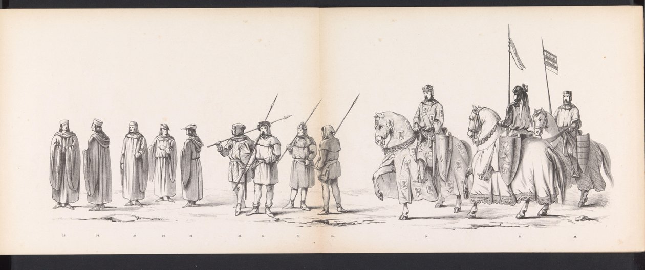 حفلة تنكرية لطلاب ليدن ، 1865 (اللوحة 3) موكب بالملابس أقامه أعضاء فيلق طلاب ليدن في السادس من يونيو 1865 ، احتفالًا بالذكرى 290 لمدرسة Leidsche Hoogeschool ، والتي تصور: دخول الهولنديين إلى بواسطة جان دانييل كورنيليس كاريل ويليم بارون كونستانت ريبيك