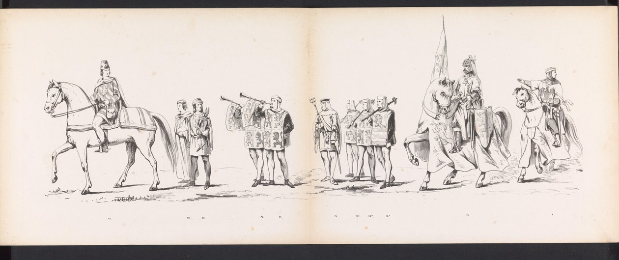 حفلة تنكرية لطلاب ليدن ، 1865 (اللوحة 6) موكب بالملابس أقامه أعضاء فيلق طلاب ليدن في السادس من يونيو 1865 ، احتفالًا بالذكرى 290 لمدرسة Leidsche Hoogeschool ، والتي تصور: دخول الهولنديين إلى بواسطة جان دانييل كورنيليس كاريل ويليم بارون كونستانت ريبيك