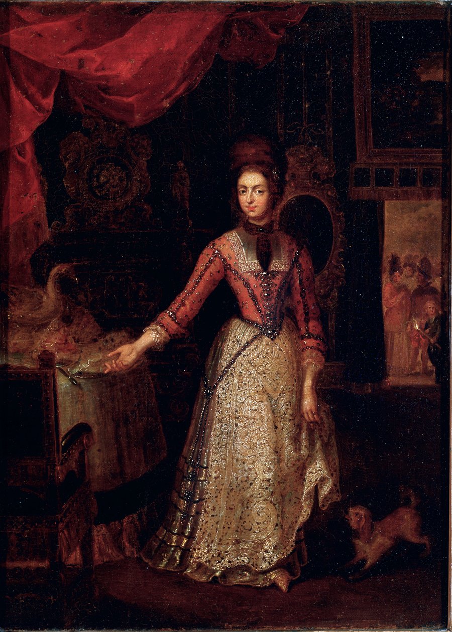Portrait of Anna Maria Luisa de Medicis (1667-1743) Painting by Jan Frans Van Douven (1656-1727) 1700 circa Galleria Palatina, galleria degli Uffizi, Florence -Portrait of Anna Maria Luisa de 