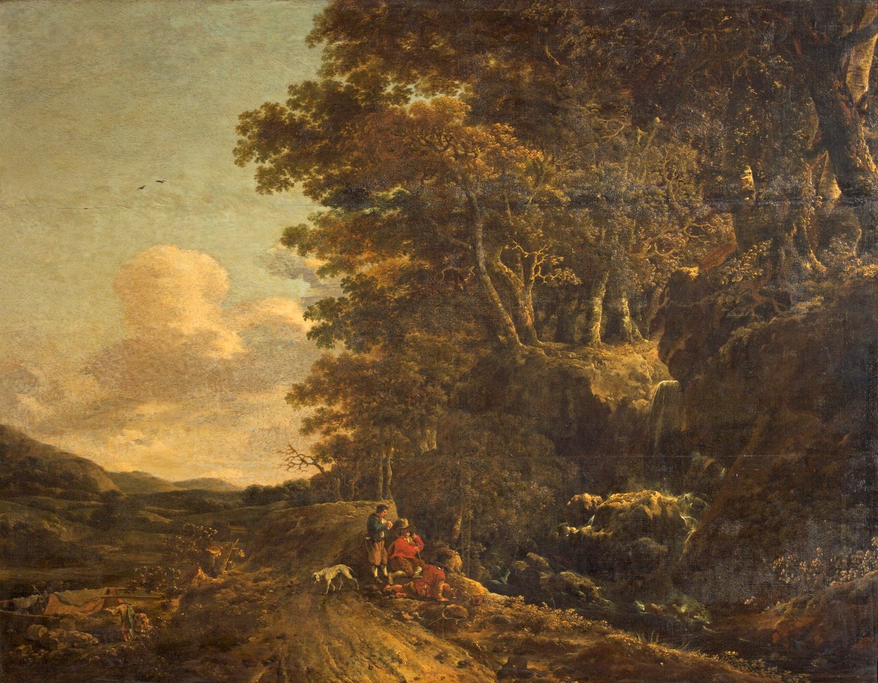 منظر طبيعي مع شلال ، c.1685-85 بواسطة جان هاكيرت