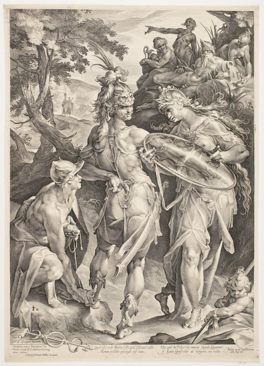 مينيرفا وميركوري Arming Perseus لمواجهته مع ميدوسا بواسطة جان هارمينز. مولر