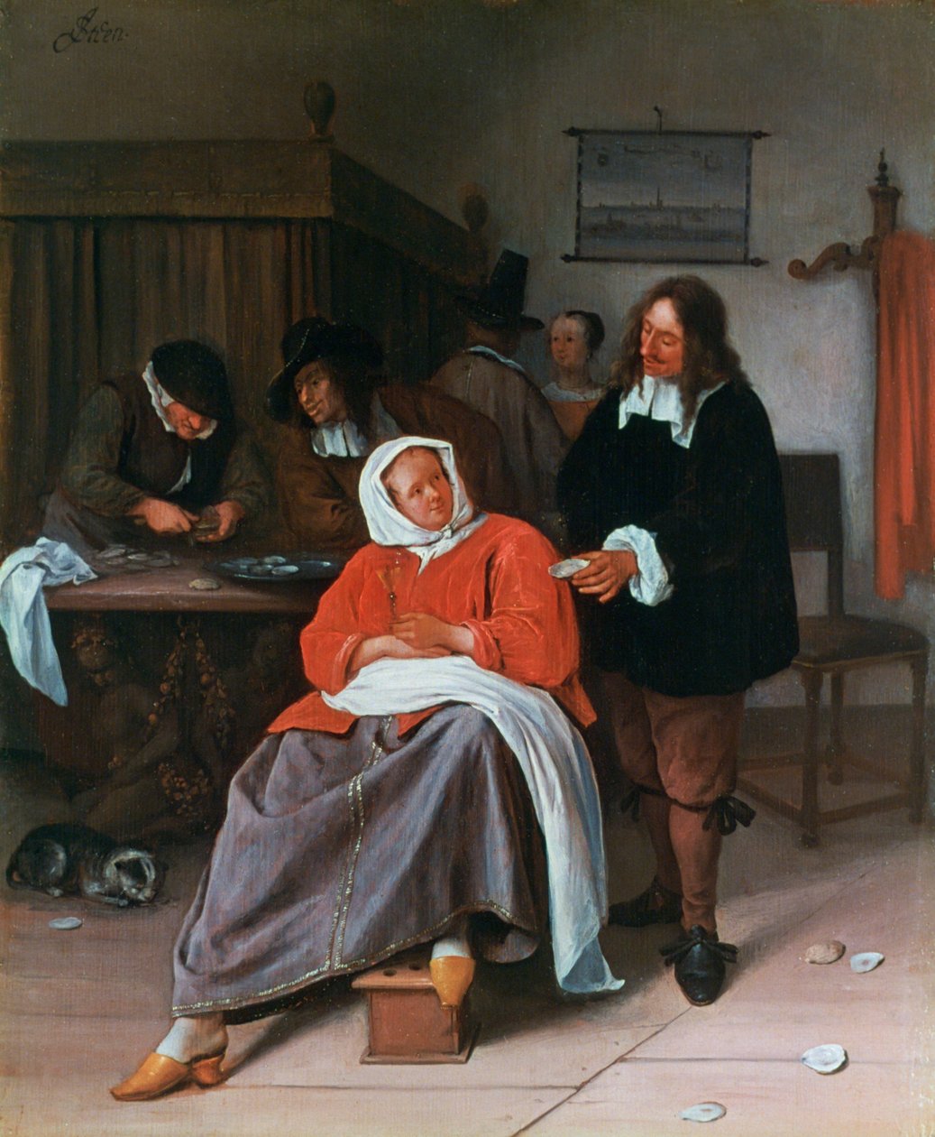 رجل يقدم محار لامرأة ، c1660-1665 بواسطة جان هافكسزون ستين