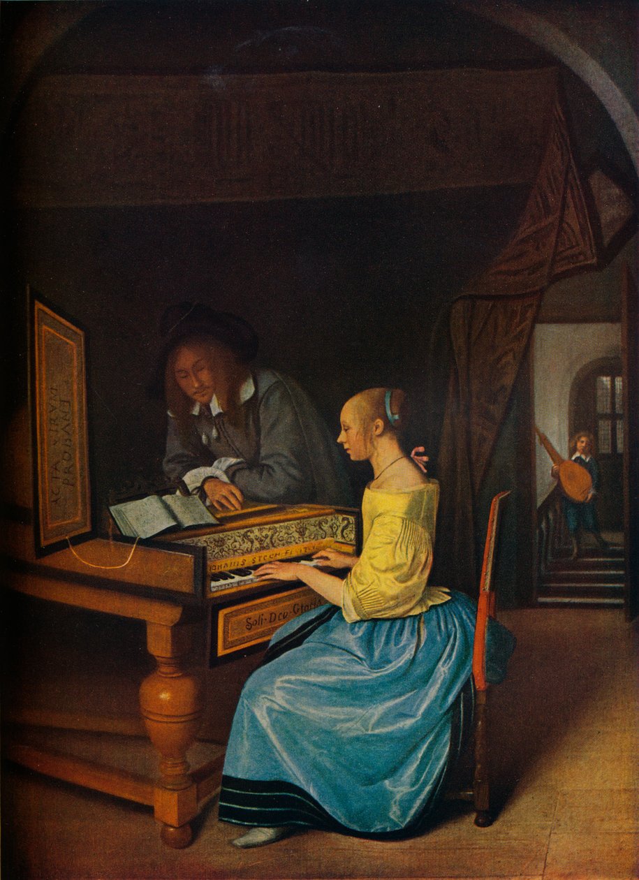 امرأة شابة تلعب Harpsichord لشاب ، 1659 بواسطة جان هافكسزون ستين