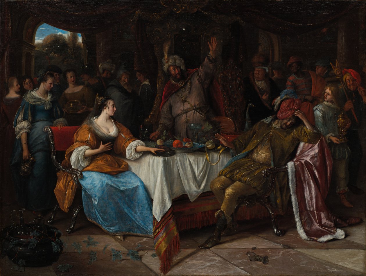 أستير ، أحشويروش ، وهامان ، ج. 1668. بواسطة جان هافكسزون ستين