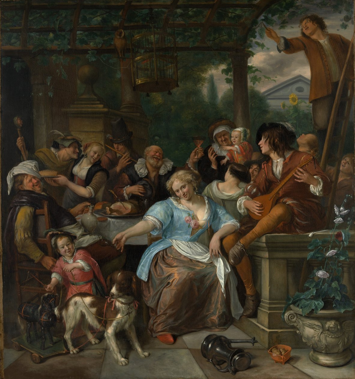 شركة Merry on a Terrace ، c.1673-5 بواسطة جان هافكسزون ستين
