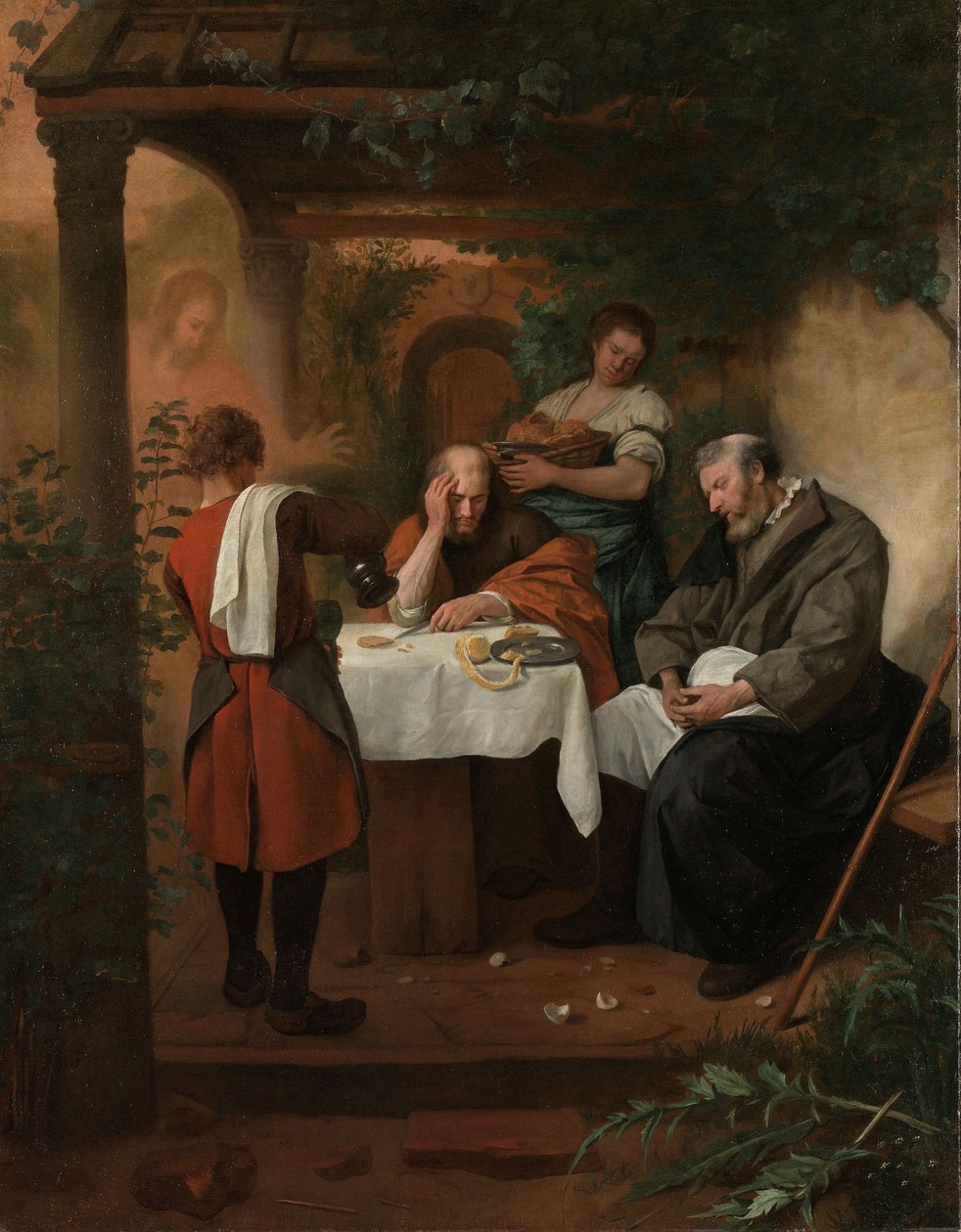 العشاء في عمواس ، c.1665-68 (زيت على قماش ، ارتفاع 134 سم × عرض 104 بواسطة جان هافكسزون ستين