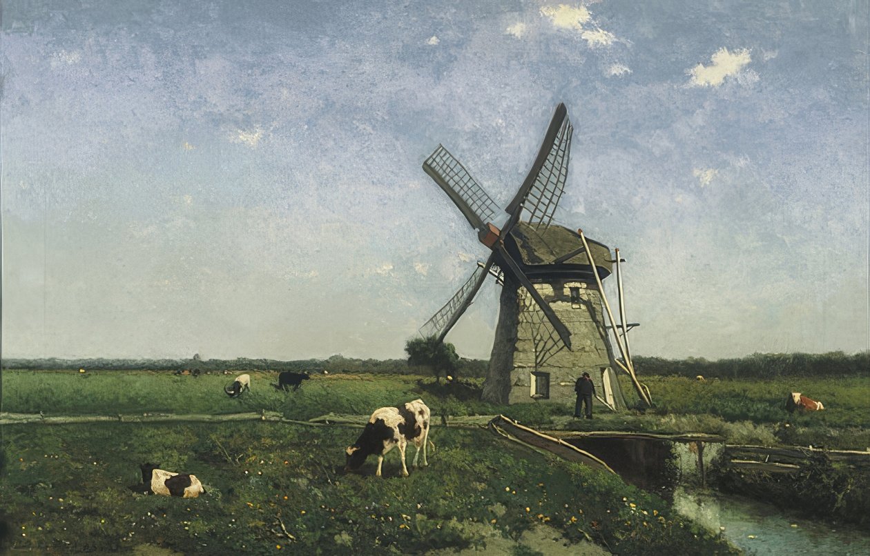 المناظر الطبيعية مع طاحونة في Schiedam. 1873 بواسطة جان هندريك فايسنبروخ