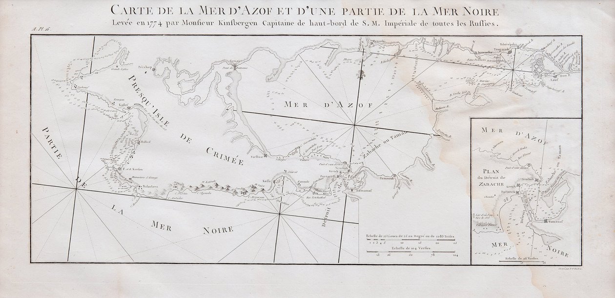 خريطة لشبه جزيرة القرم وبحر آزوف ، 1774 بواسطة جان هندريك فان كينسبرجين