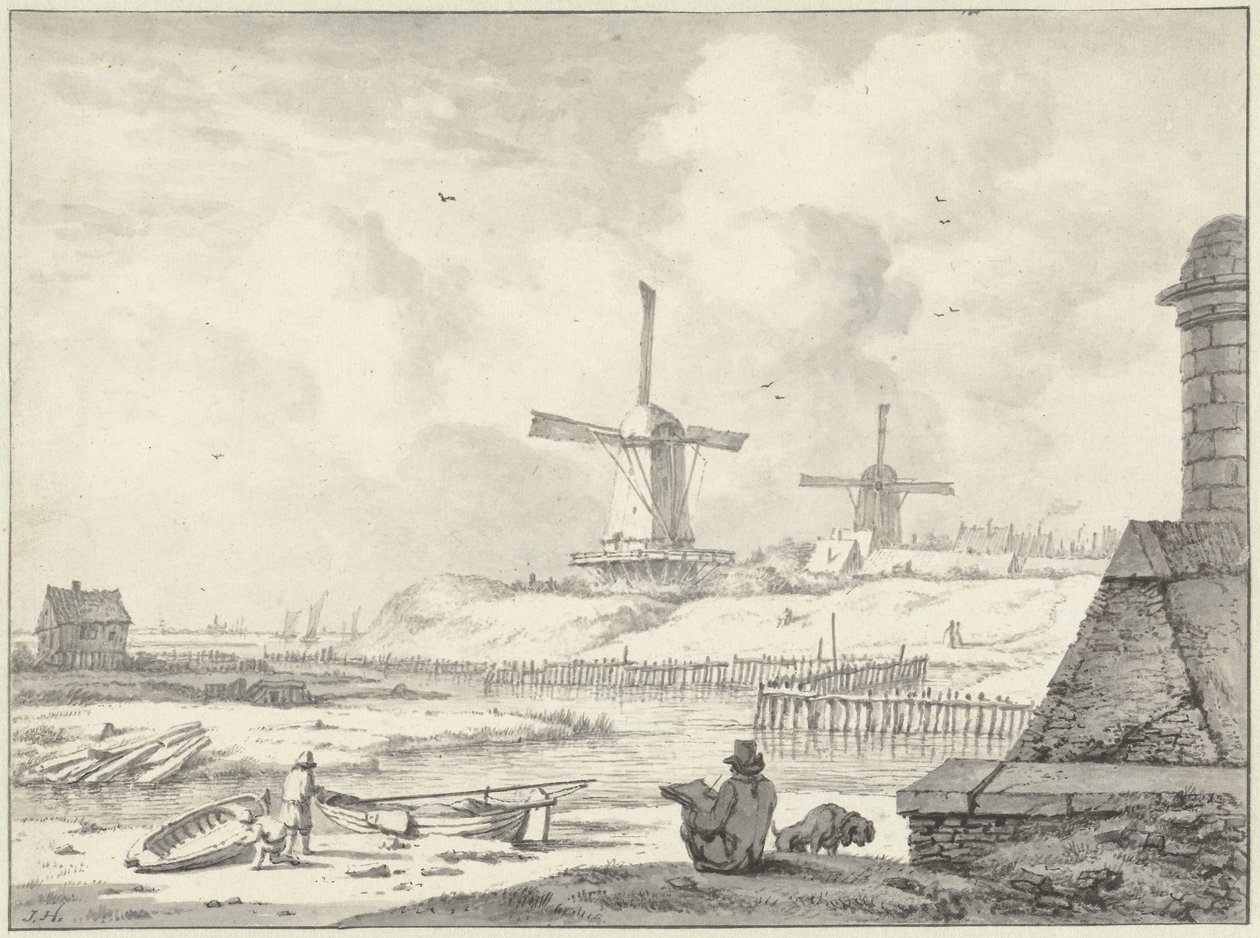 رسام رسم على Hoogendijk ، خارج Haarlemmer Poort بواسطة جان هولسويت