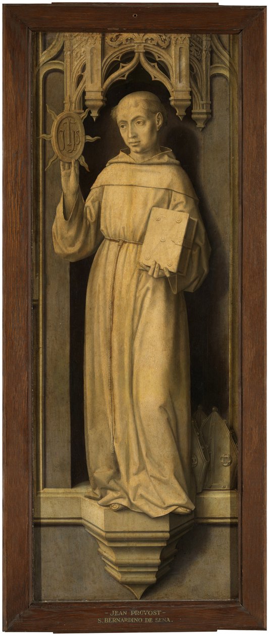 "" Saint Bernardin de Sienne (1380-1444) "" (Saint Bernardino of Siena) لوحة بواسطة Jan Provost (Provoost) (1465-1529) - 1510 - زيت على خشب قاتم 123x45 سم متحف ديل برادو ، مدريد بواسطة وكيل الثاني الثاني