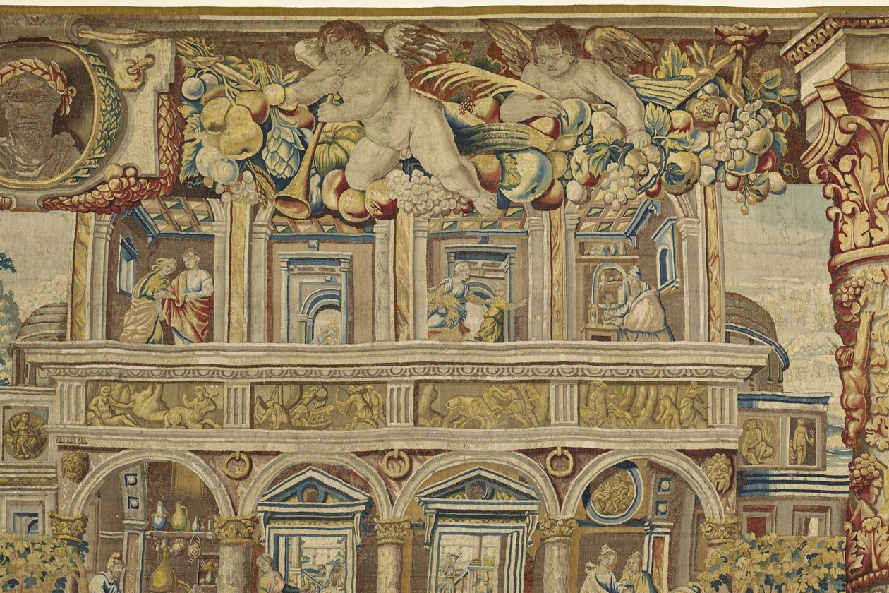 تفاصيل القصر والملاك الموسيقي من Vertumnus و Pomona ، c.1630 بواسطة Jan II Raes