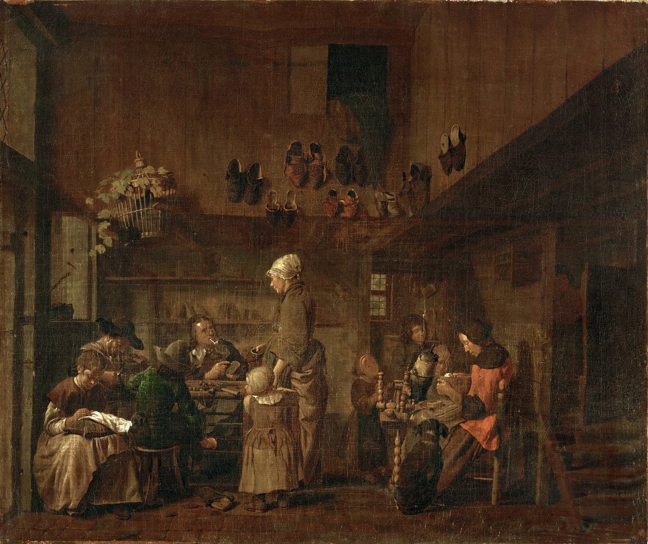 L'atelier du cordonnier - The Shoemakers 'Workshop - جان جوزيف هورمانز ، الأكبر (1682-1759). زيت على قماش بواسطة جان جوزيف الشيخ حريمان