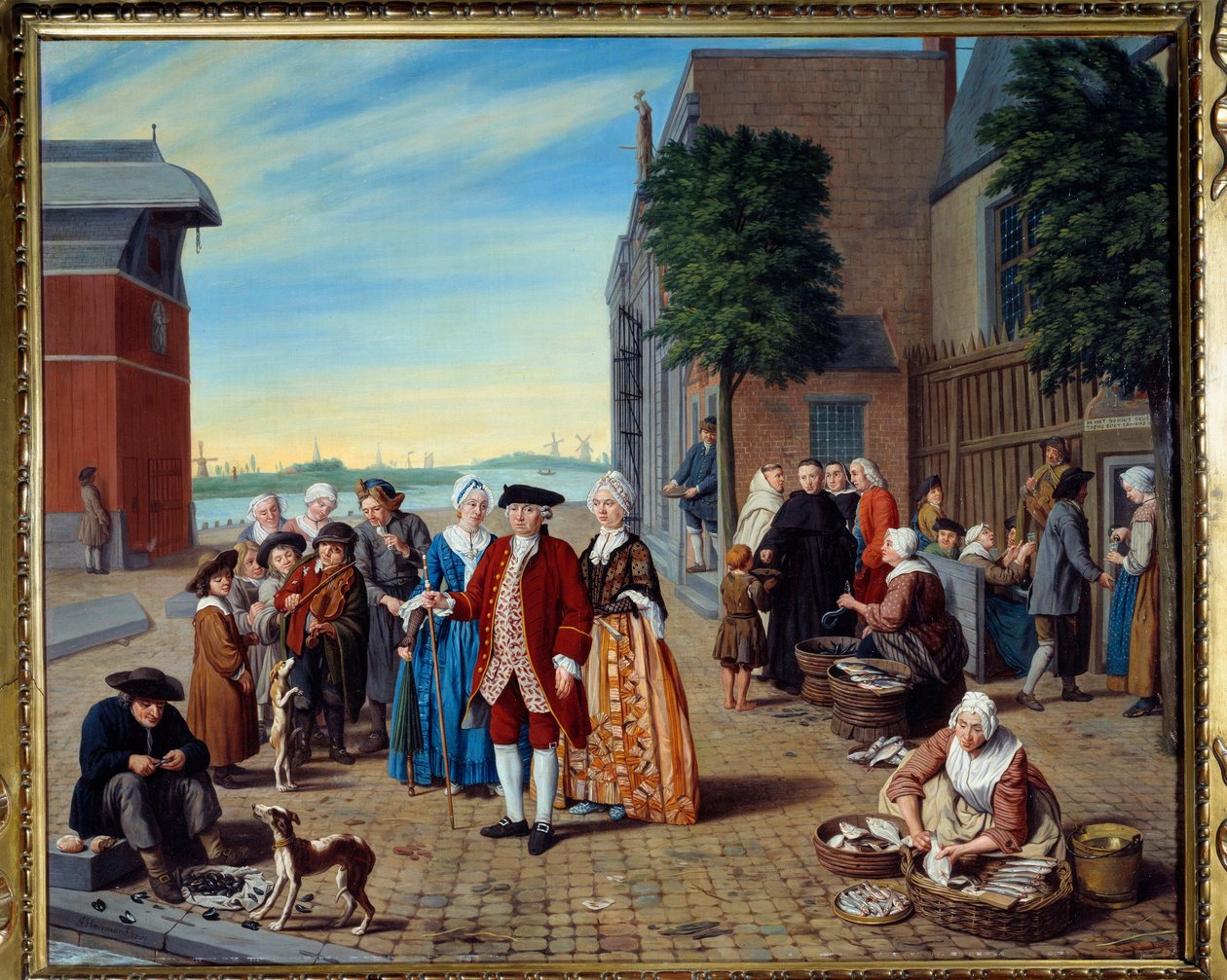 المشي إلى الأسماك والنبلاء في هولندا لوحة رسمها جان جوزيف هوريمانز ذي جون (1714-1790) (ec.flam) 1771 ليون ، متحف الفنون الجميلة بواسطة جان جوزيف الأصغر حورمان