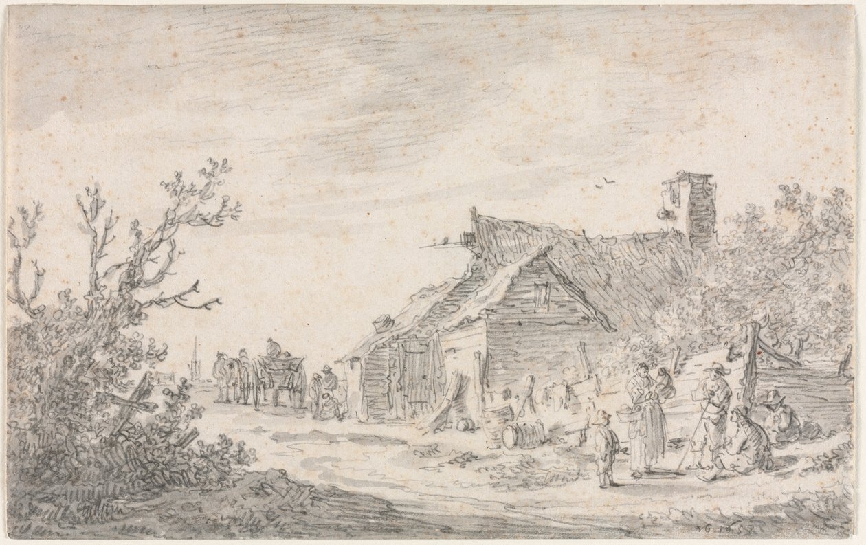 المناظر الطبيعية مع كوخ وأرقام ، 1653. بواسطة جان جوزيفز فان جوين