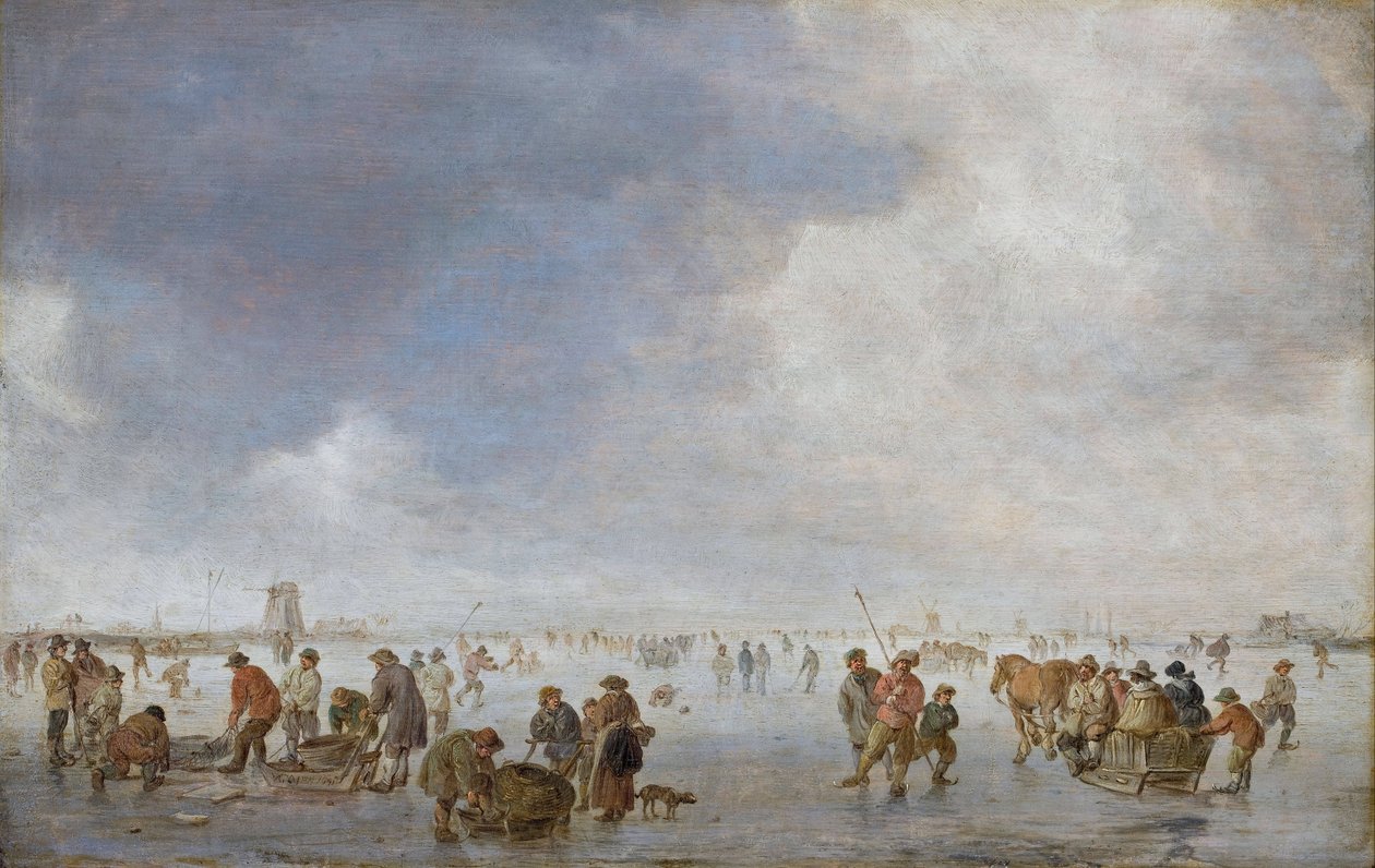مشهد الشتاء على الجليد - Peinture de Jan Josefsz van Goyen (1596-1656) - زيت على خشب - 38.5x60 - Hallwylska Museet ، ستوكهولم بواسطة جان جوزيفز فان جوين