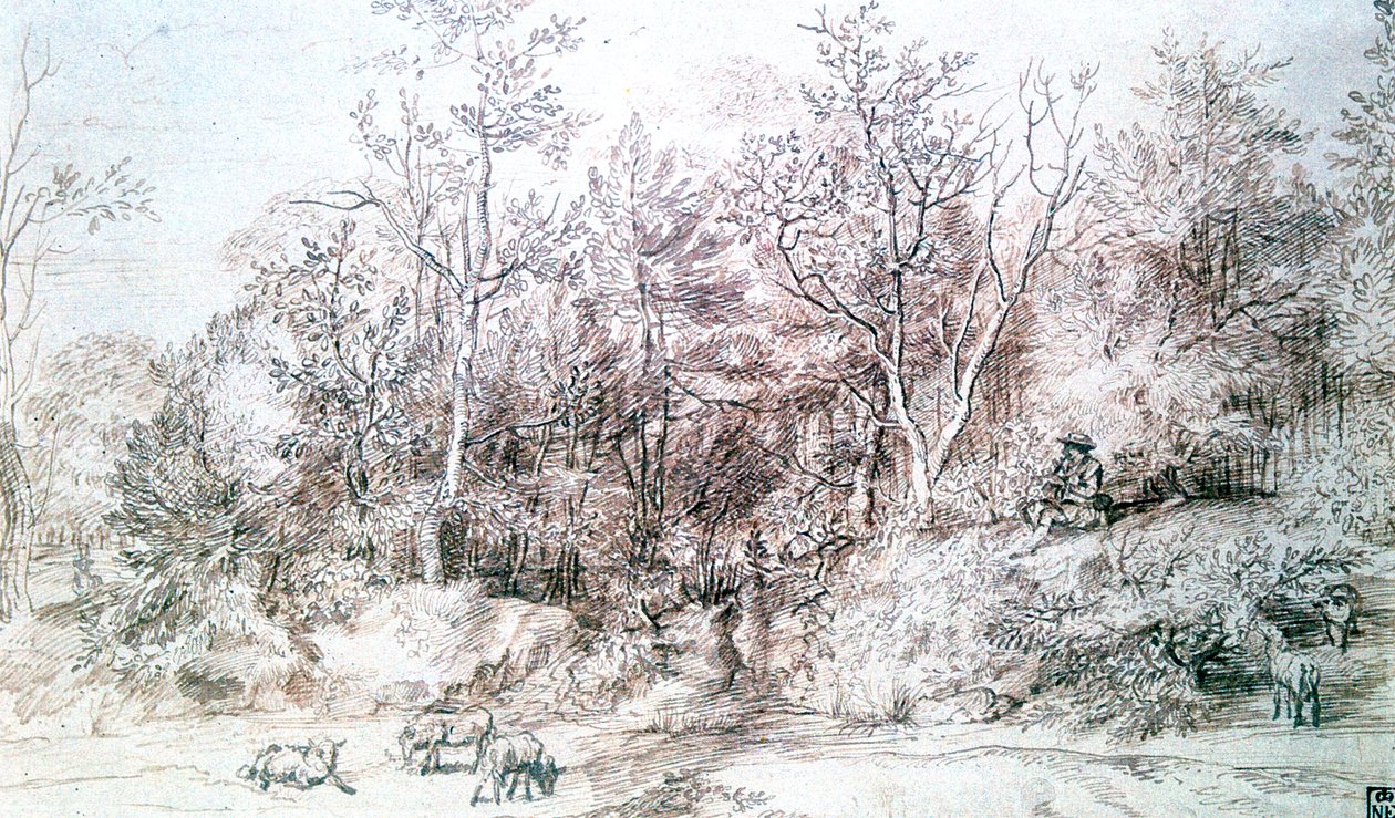 منظر طبيعي مع شخص يلعب الناي ، c1627-1674 بواسطة جان ليفينز