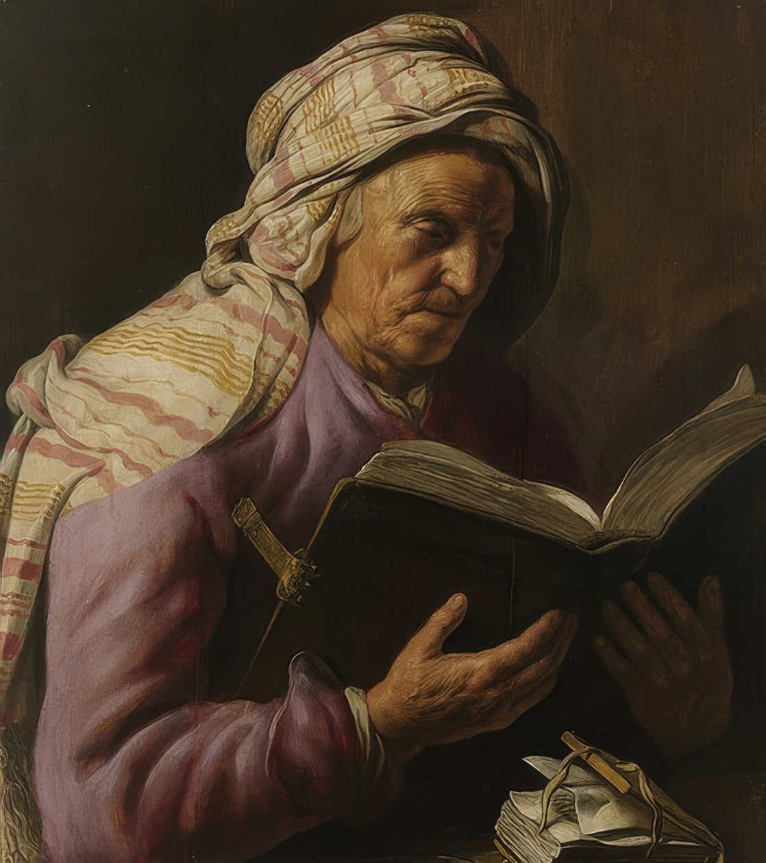 قراءة امرأة عجوز. 1626-33 بواسطة جان ليفينز