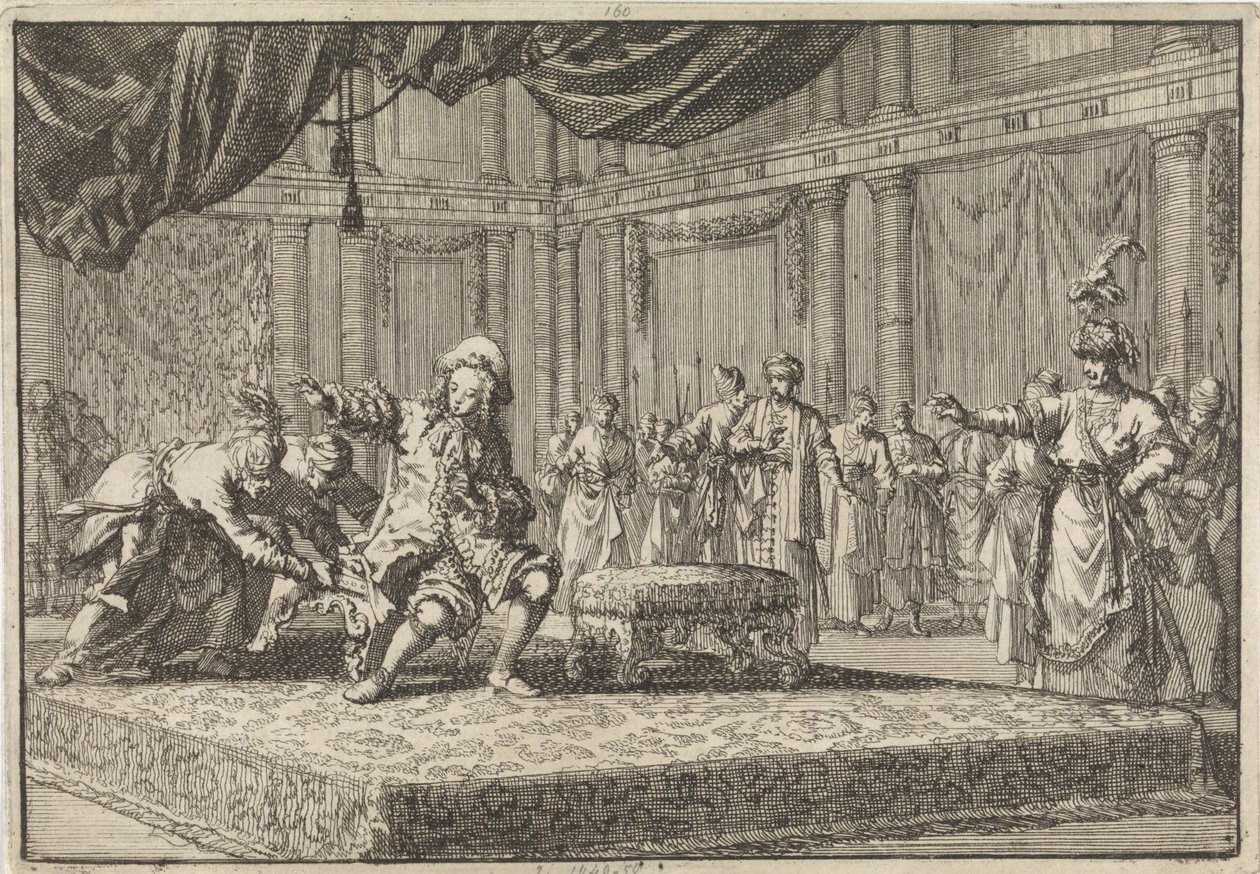 المقعد الذي وضعه بجوار مقر الصدر الأعظم انتُزع من السفير الفرنسي في القسطنطينية ، 1677 بواسطة جان لويكن