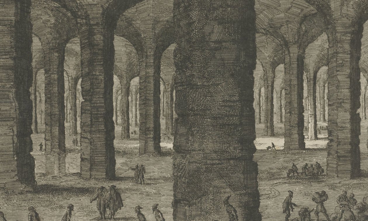 محاجر الحجر الجيري تحت Sint-Pietersberg St Pieters Bergh بالقرب من Mastricht ، كما يظهر تحت Aerde (العنوان على الجسم) بواسطة جان لويكن