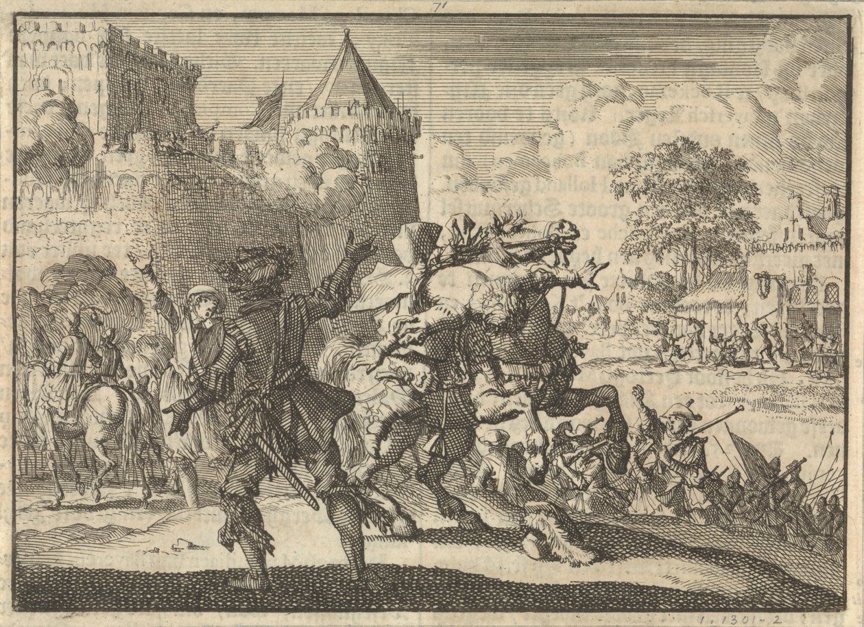 القائد الإمبراطوري دامبير يسقط من حصانه بعد طلقة من جدران بريسبورغ (براتيسلافا) ، 1620 بواسطة جان لويكن