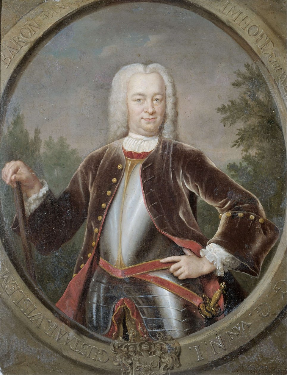 الهولندي: غوستاف ويليم بارون بارون فان إيمهوف (1705-50). الحاكم العام (1743-1750) صورة شخصية لغوستاف ويليم، البارون فان إيمهوف، الحاكم العام لشركة الهند الشرقية الهولندية بواسطة جان موريتس كوينكارد