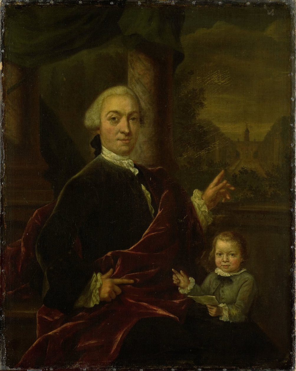 صورة عائلية لـ Jan van de Poll ، Banker and Burgomaster of Amsterdam مع ابنه الصغير Harman بواسطة جان موريتس كوينكارد