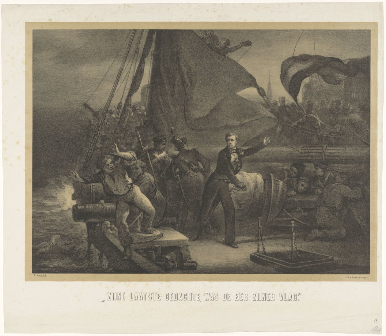 يان فان سبيك على وشك رمي المصهر في الحجز ، 1831 آخر أفكاره كانت تكريم علمه (اللقب على الشيء) بواسطة جان مسكر