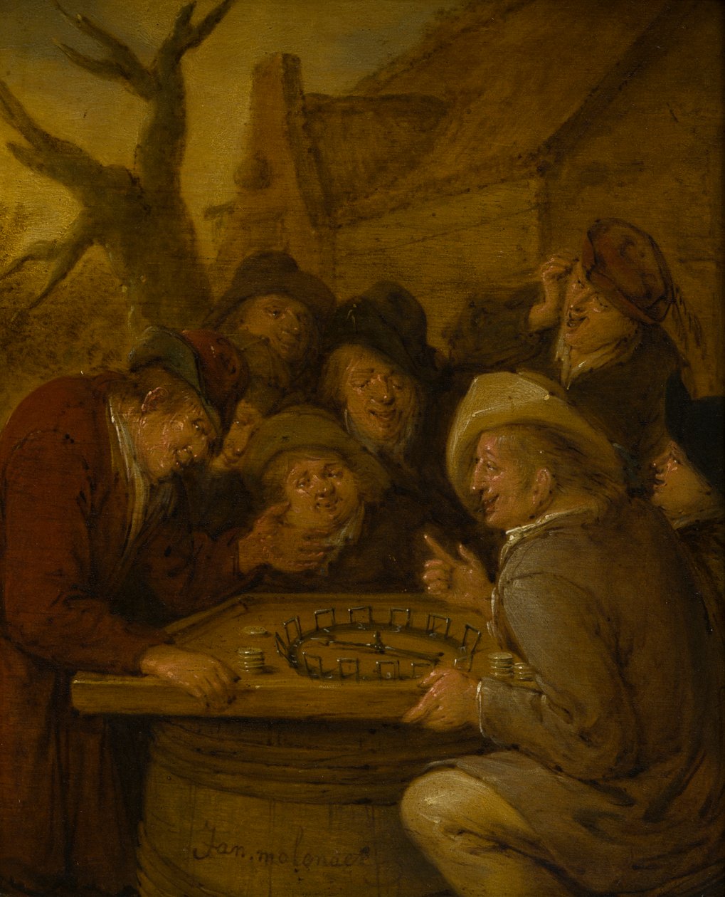 Boors يلعبون لعبة Rouge et Noir ، حوالي 1630-68 (زيت على قماش) بواسطة جان مانس مولينير