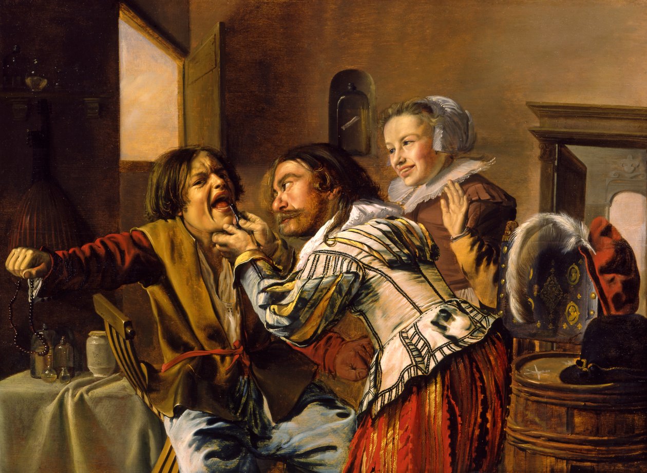 طبيب الأسنان ، 1629 (زيت على لوح مهد) بواسطة جان مانس مولينير
