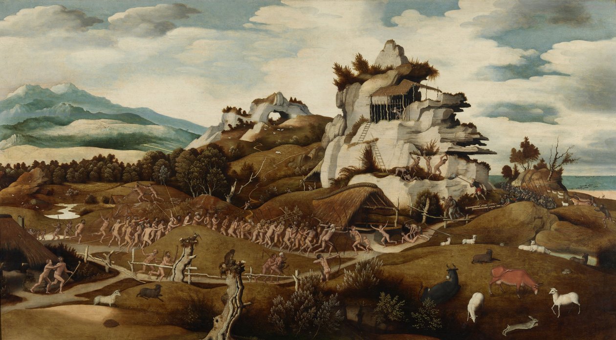 منظر طبيعي مع حلقة من غزو أمريكا ، c.1535 بواسطة جان موسترت