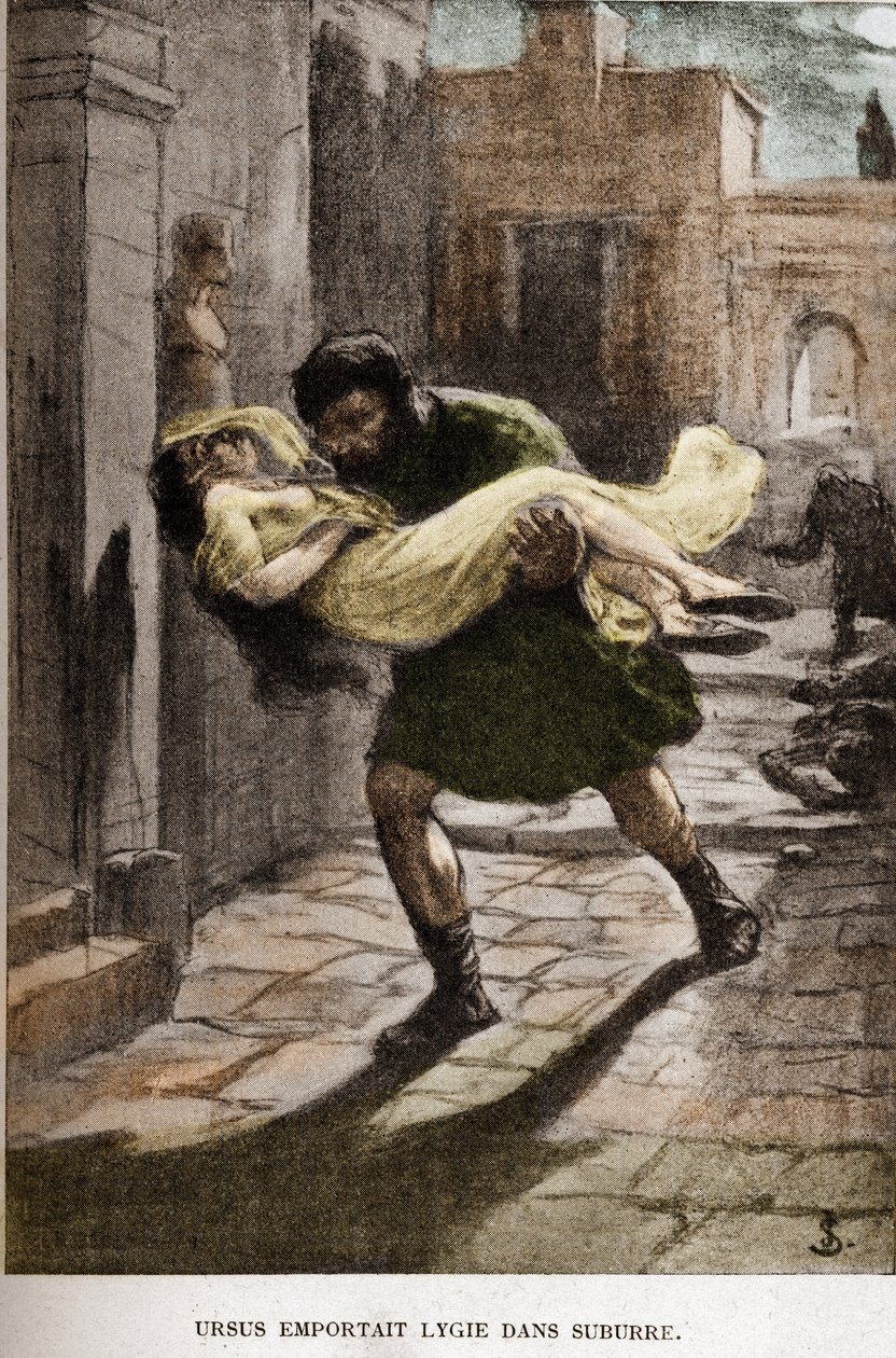 أخذ Ursus Lygie في تصوير ثانوي (الفصل X) بواسطة JAN STYKA (1858-1925) لرواية هنريك Sienkiewicz "Quo Vadis". بواسطة جان ستيكا