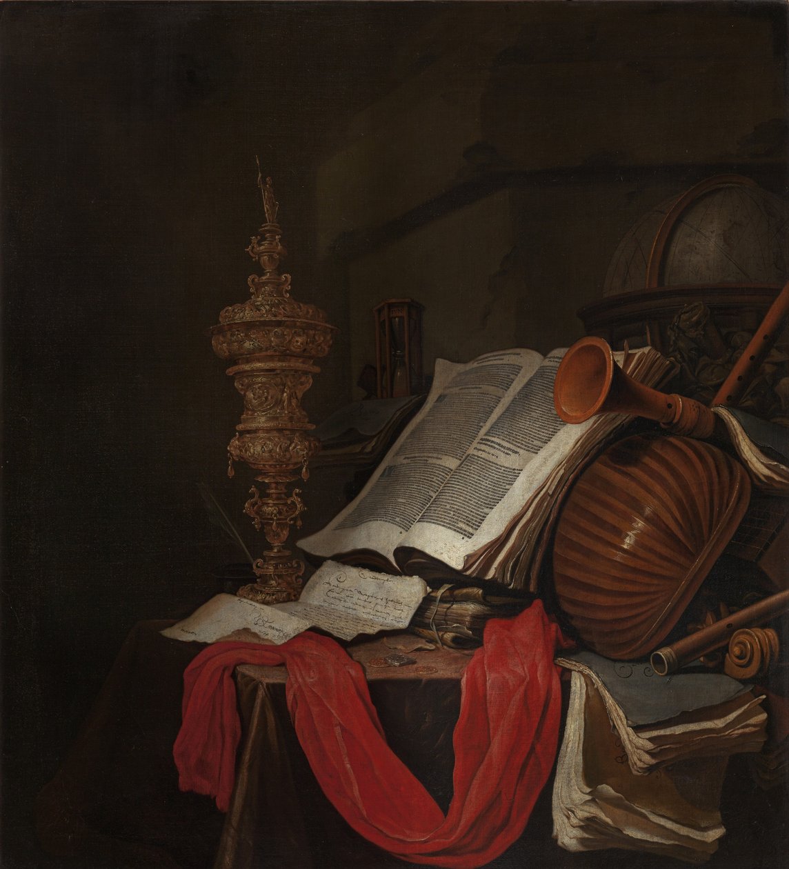 لا تزال الحياة مع الآلات الموسيقية والكتب Vanitas بواسطة جان فيرميولين