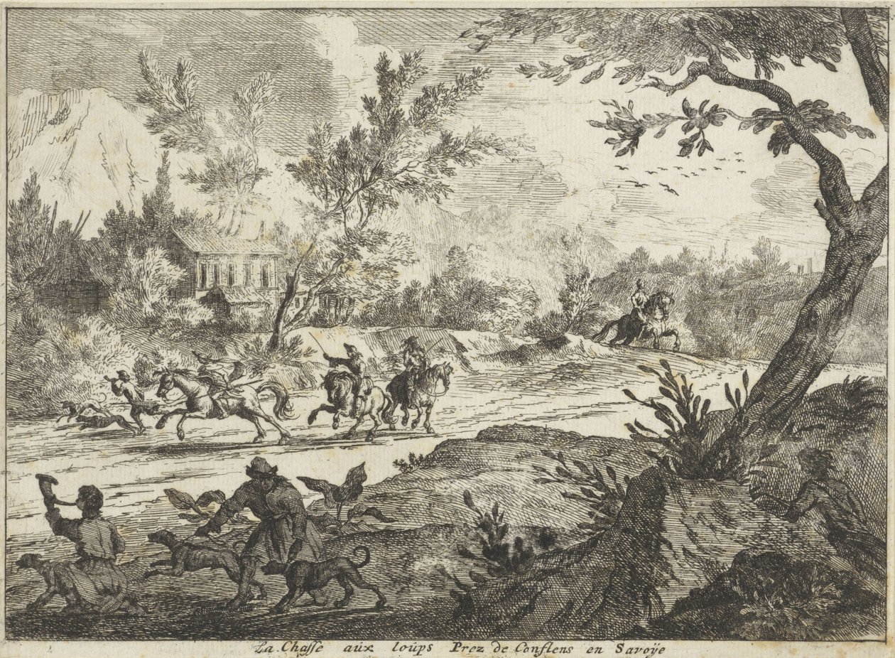 صيد الذئب في كونفلانز ، سافوا La Chasse aux Loups Prez de Conflans en Savoije (العنوان على الكائن) وجوه في سافوا (عنوان المسلسل) بواسطة جان فينسينتس. فان دير فين
