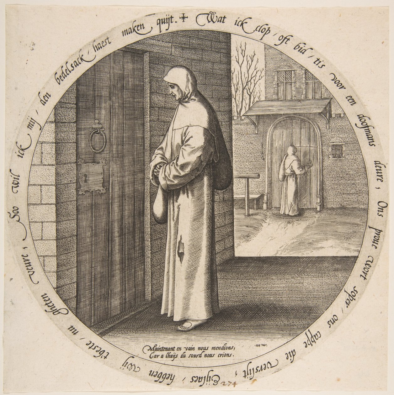يبدأ المرء عبثًا عند باب الصم ، من اثني عشر أمثال فلمنكي ، كاليفورنيا. 1568. بواسطة جان ويريكس