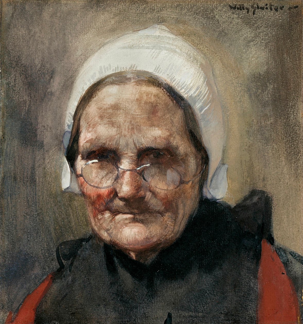 Katwijkse Visvrouw ، أو Fishwife of Katwijk (ألوان مائية ، غواش وقلم رصاص على ورق) بواسطة جان ويليم سلويتير