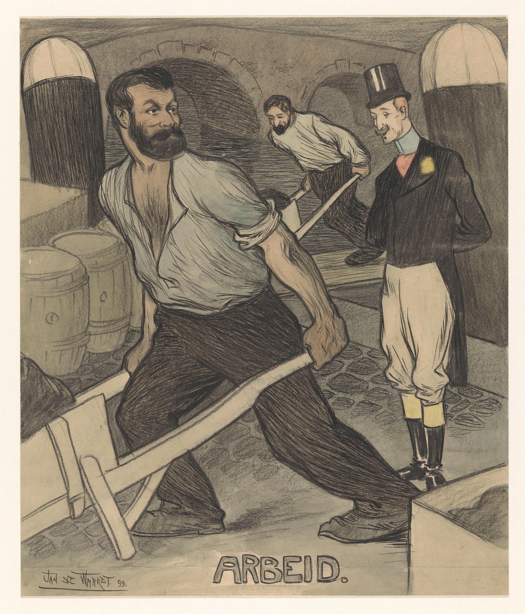 Arbeid (العنوان على الكائن) بواسطة جان دي واردت (توقيع الفنان)