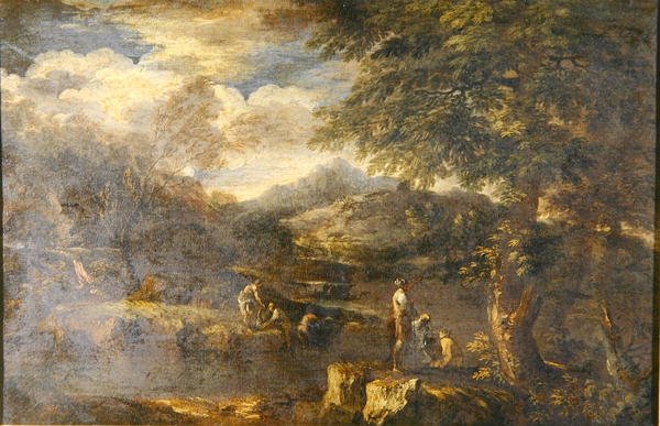 منظر طبيعي مع رعاة (زيت على قماش) (انظر أيضًا 242155) بواسطة جان الأكبر بروغل