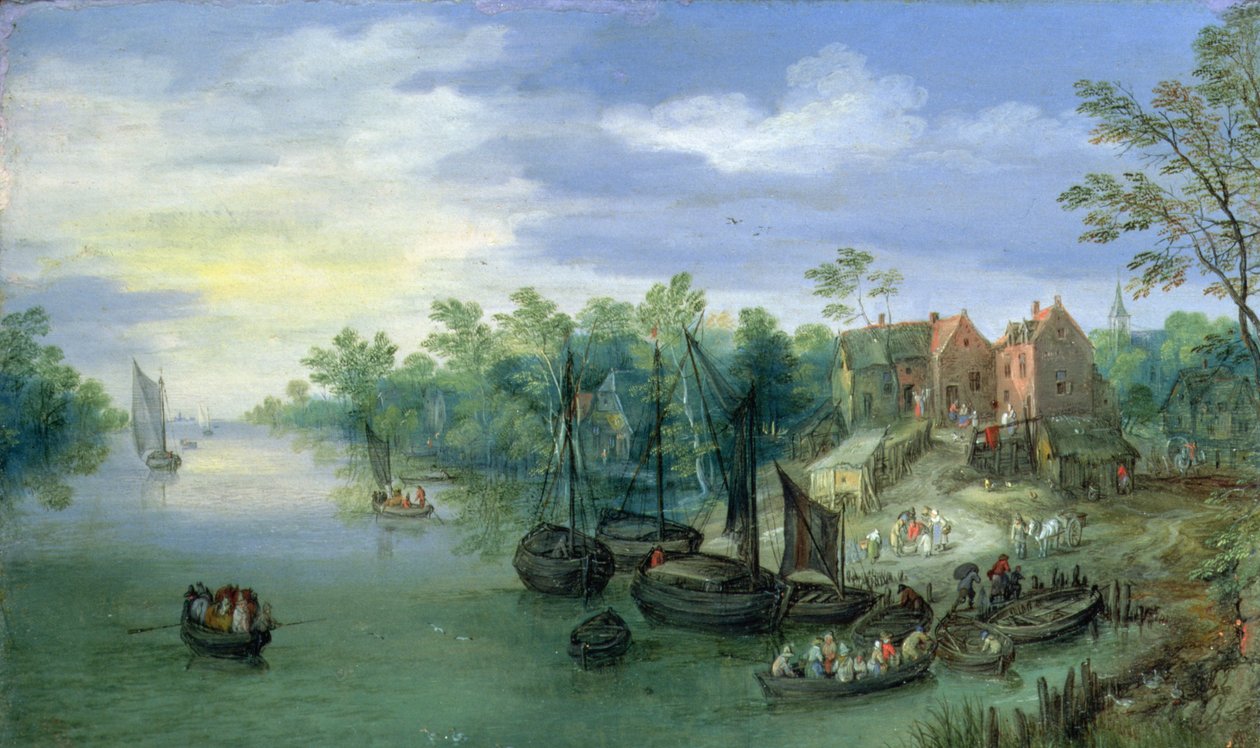Rivercraft بالقرب من رصيف ، 1597 بواسطة جان الأكبر بروغل