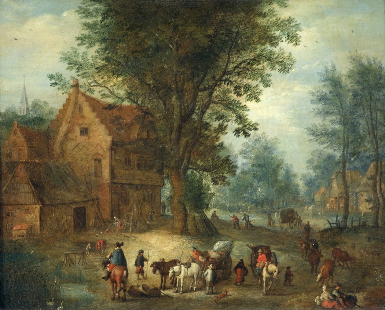 مشهد القرية ، c.1640-60 (زيت على النحاس) بواسطة جان الأكبر بروغل