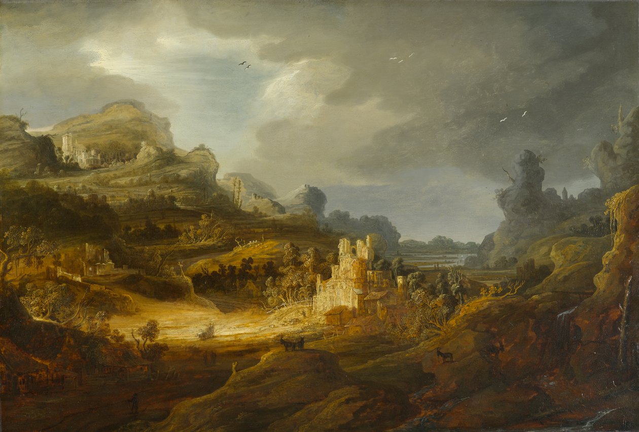 Fantastic Landscape ، حوالي 1643-1645 (زيت على لوح مهد) بواسطة جان الأكبر ليفينز