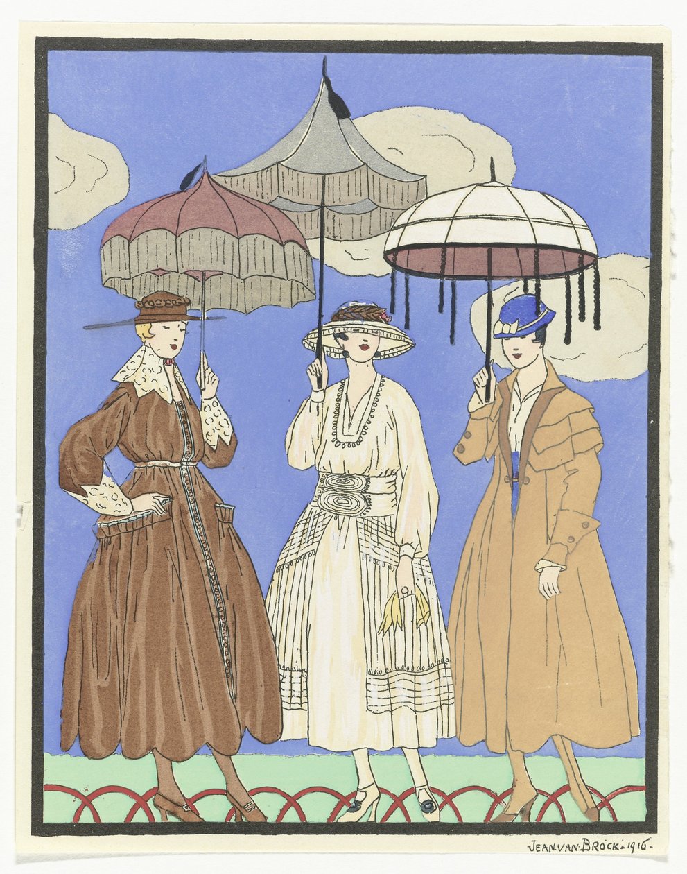 ثلاث مظلات ثلاث نساء مع مظلات ، 1916 بواسطة جان فان بروك