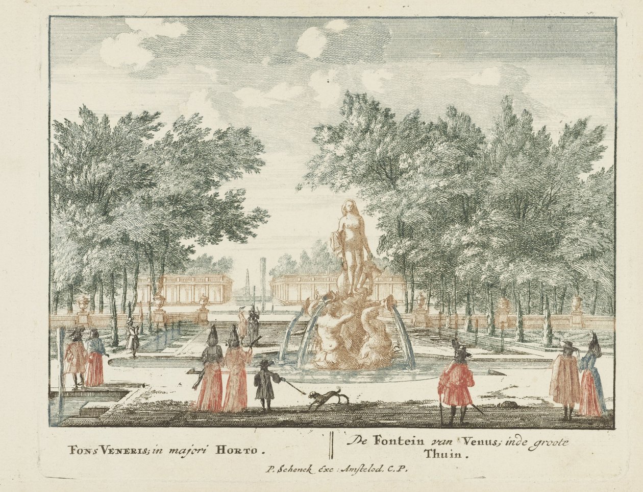 نافورة فينوس في حديقة Paleis Het Loo الكبيرة رائعة Gesichte van het Wijdvermaarde Loo مثل المنازل الملكية الأخرى (عنوان السلسلة) مشهد Admirandorum الرباعي (عنوان المسلسل) بواسطة جان فان كول (أنا)